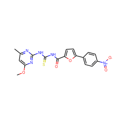 COc1cc(C)nc(NC(=S)NC(=O)c2ccc(-c3ccc([N+](=O)[O-])cc3)o2)n1 ZINC000028565997