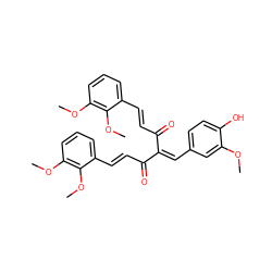 COc1cc(C=C(C(=O)/C=C/c2cccc(OC)c2OC)C(=O)/C=C/c2cccc(OC)c2OC)ccc1O ZINC000084759571