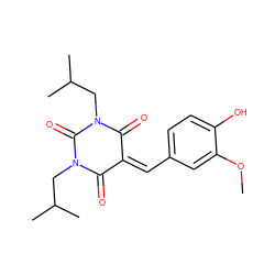 COc1cc(C=C2C(=O)N(CC(C)C)C(=O)N(CC(C)C)C2=O)ccc1O ZINC000299859139