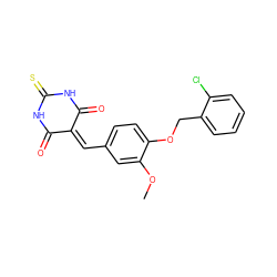 COc1cc(C=C2C(=O)NC(=S)NC2=O)ccc1OCc1ccccc1Cl ZINC000000829392