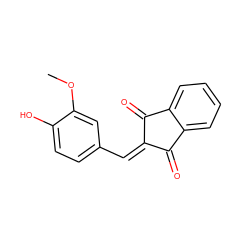 COc1cc(C=C2C(=O)c3ccccc3C2=O)ccc1O ZINC000000076005