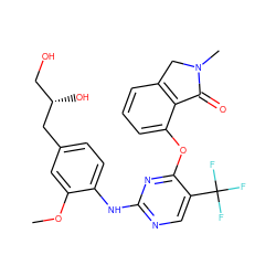 COc1cc(C[C@@H](O)CO)ccc1Nc1ncc(C(F)(F)F)c(Oc2cccc3c2C(=O)N(C)C3)n1 ZINC000138495904