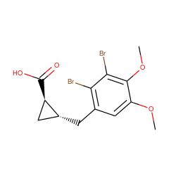 COc1cc(C[C@@H]2C[C@H]2C(=O)O)c(Br)c(Br)c1OC ZINC001772620765