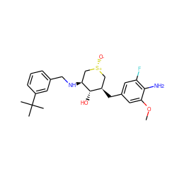 COc1cc(C[C@@H]2C[S@@+]([O-])C[C@H](NCc3cccc(C(C)(C)C)c3)[C@H]2O)cc(F)c1N ZINC000169300294