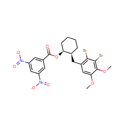 COc1cc(C[C@@H]2CCCC[C@@H]2OC(=O)c2cc([N+](=O)[O-])cc([N+](=O)[O-])c2)c(Br)c(Br)c1OC ZINC000082149010