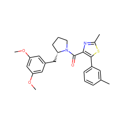 COc1cc(C[C@@H]2CCCN2C(=O)c2nc(C)sc2-c2cccc(C)c2)cc(OC)c1 ZINC000653786095