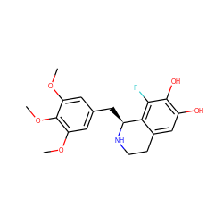 COc1cc(C[C@@H]2NCCc3cc(O)c(O)c(F)c32)cc(OC)c1OC ZINC000025421584