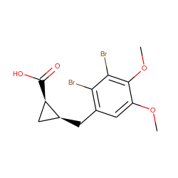 COc1cc(C[C@H]2C[C@H]2C(=O)O)c(Br)c(Br)c1OC ZINC001772601790