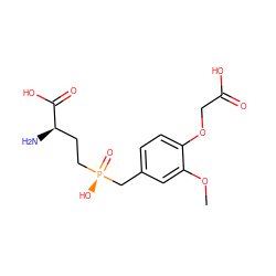 COc1cc(C[P@](=O)(O)CC[C@@H](N)C(=O)O)ccc1OCC(=O)O ZINC000149084544