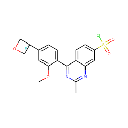 COc1cc(C2(F)COC2)ccc1-c1nc(C)nc2cc(S(=O)(=O)Cl)ccc12 ZINC000225057394