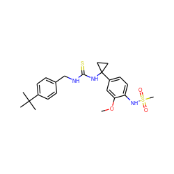 COc1cc(C2(NC(=S)NCc3ccc(C(C)(C)C)cc3)CC2)ccc1NS(C)(=O)=O ZINC000014973404