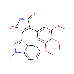 COc1cc(C2=C(c3cn(C)c4ccccc34)C(=O)NC2=O)cc(OC)c1OC ZINC000013681652