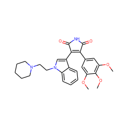 COc1cc(C2=C(c3cn(CCN4CCCCC4)c4ccccc34)C(=O)NC2=O)cc(OC)c1OC ZINC000198428239