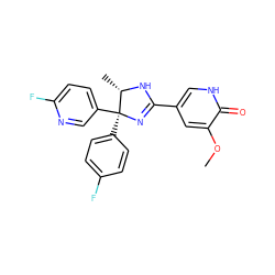 COc1cc(C2=N[C@@](c3ccc(F)cc3)(c3ccc(F)nc3)[C@H](C)N2)c[nH]c1=O ZINC000071294533