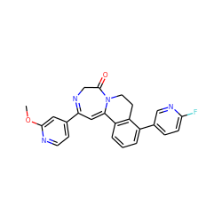 COc1cc(C2=NCC(=O)N3CCc4c(cccc4-c4ccc(F)nc4)C3=C2)ccn1 ZINC000149137516