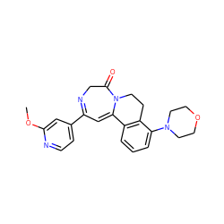 COc1cc(C2=NCC(=O)N3CCc4c(cccc4N4CCOCC4)C3=C2)ccn1 ZINC000149063948