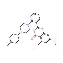 COc1cc(C2CCC2)c2c(=O)oc(-c3cccnc3N3CCN(C4CCN(C)CC4)CC3)nc2c1 ZINC000043077262