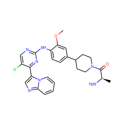 COc1cc(C2CCN(C(=O)[C@@H](C)N)CC2)ccc1Nc1ncc(Cl)c(-c2cnc3ccccn23)n1 ZINC000168769406