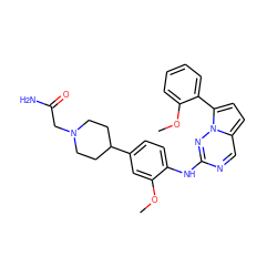 COc1cc(C2CCN(CC(N)=O)CC2)ccc1Nc1ncc2ccc(-c3ccccc3OC)n2n1 ZINC000073222501