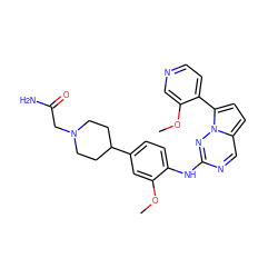 COc1cc(C2CCN(CC(N)=O)CC2)ccc1Nc1ncc2ccc(-c3ccncc3OC)n2n1 ZINC000095575610