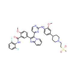 COc1cc(C2CCN(CCS(C)(=O)=O)CC2)ccc1Nc1nccc(-c2c(-c3ccc(OC)c(C(=O)Nc4c(F)cccc4F)c3)nc3ccccn23)n1 ZINC000165095218