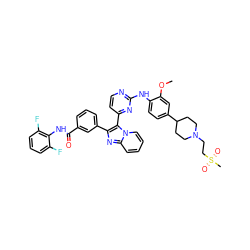 COc1cc(C2CCN(CCS(C)(=O)=O)CC2)ccc1Nc1nccc(-c2c(-c3cccc(C(=O)Nc4c(F)cccc4F)c3)nc3ccccn23)n1 ZINC000165079973