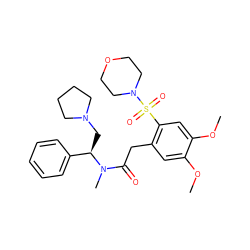 COc1cc(CC(=O)N(C)[C@H](CN2CCCC2)c2ccccc2)c(S(=O)(=O)N2CCOCC2)cc1OC ZINC000029042942