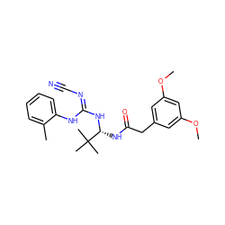 COc1cc(CC(=O)N[C@@H](N/C(=N/C#N)Nc2ccccc2C)C(C)(C)C)cc(OC)c1 ZINC000040423695