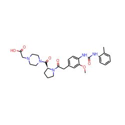 COc1cc(CC(=O)N2CCC[C@H]2C(=O)N2CCN(CC(=O)O)CC2)ccc1NC(=O)Nc1ccccc1C ZINC000014966073