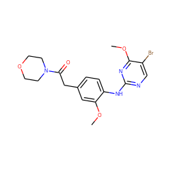 COc1cc(CC(=O)N2CCOCC2)ccc1Nc1ncc(Br)c(OC)n1 ZINC000169705135