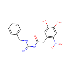 COc1cc(CC(=O)NC(=N)NCc2ccccc2)c([N+](=O)[O-])cc1OC ZINC000299830044