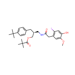 COc1cc(CC(=O)NC[C@@H](COC(=O)C(C)(C)C)Cc2ccc(C(C)(C)C)cc2)c(I)cc1O ZINC000064436639