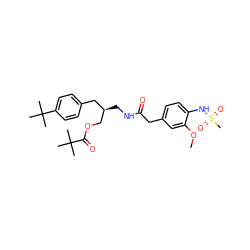 COc1cc(CC(=O)NC[C@@H](COC(=O)C(C)(C)C)Cc2ccc(C(C)(C)C)cc2)ccc1NS(C)(=O)=O ZINC000064454382