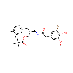 COc1cc(CC(=O)NC[C@@H](COC(=O)C(C)(C)C)Cc2ccc(C)c(C)c2)cc(Br)c1O ZINC000064454422