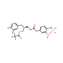 COc1cc(CC(=O)NC[C@@H](COC(=O)C(C)(C)C)Cc2ccc(C)c(C)c2)ccc1NS(C)(=O)=O ZINC000026391770