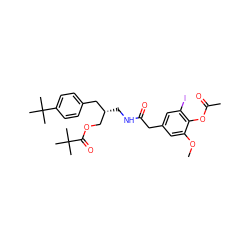 COc1cc(CC(=O)NC[C@H](COC(=O)C(C)(C)C)Cc2ccc(C(C)(C)C)cc2)cc(I)c1OC(C)=O ZINC000064453388