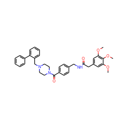 COc1cc(CC(=O)NCc2ccc(C(=O)N3CCN(Cc4ccccc4-c4ccccc4)CC3)cc2)cc(OC)c1OC ZINC000211476643