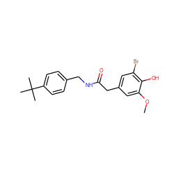 COc1cc(CC(=O)NCc2ccc(C(C)(C)C)cc2)cc(Br)c1O ZINC000064453509