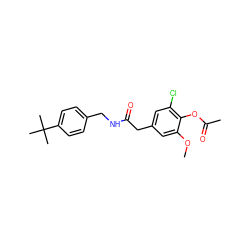 COc1cc(CC(=O)NCc2ccc(C(C)(C)C)cc2)cc(Cl)c1OC(C)=O ZINC000064436271
