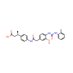 COc1cc(CC(=O)Nc2ccc([C@H](C)CC(=O)O)cc2)ccc1NC(=O)Nc1ccccc1C ZINC000014963417