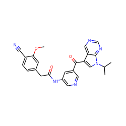 COc1cc(CC(=O)Nc2cncc(C(=O)c3cn(C(C)C)c4ncncc34)c2)ccc1C#N ZINC000169707648