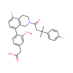 COc1cc(CC(=O)O)ccc1-c1ccc(F)c2c1CN(C(=O)CC(C)(C)c1ccc(F)cc1)CC2 ZINC000143953746