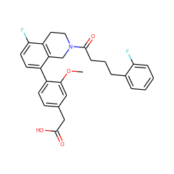 COc1cc(CC(=O)O)ccc1-c1ccc(F)c2c1CN(C(=O)CCCc1ccccc1F)CC2 ZINC000144177202