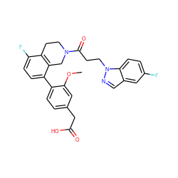 COc1cc(CC(=O)O)ccc1-c1ccc(F)c2c1CN(C(=O)CCn1ncc3cc(F)ccc31)CC2 ZINC000143994074