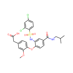 COc1cc(CC(=O)O)ccc1Oc1ccc(C(=O)NCC(C)C)cc1NS(=O)(=O)c1ccc(Cl)cc1Cl ZINC000049694568