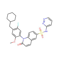 COc1cc(CC2CCCCC2)c(F)cc1-n1c(=O)ccc2cc(S(=O)(=O)Nc3cccnn3)ccc21 ZINC001772593939