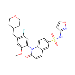 COc1cc(CC2CCOCC2)c(F)cc1-n1c(=O)ccc2cc(S(=O)(=O)Nc3ccon3)ccc21 ZINC001772627530