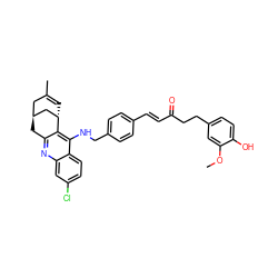 COc1cc(CCC(=O)/C=C/c2ccc(CNc3c4c(nc5cc(Cl)ccc35)C[C@H]3CC(C)=C[C@H]4C3)cc2)ccc1O ZINC000299818524