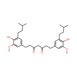 COc1cc(CCC(=O)CC(=O)CCc2cc(CCC(C)C)c(O)c(OC)c2)cc(CCC(C)C)c1O ZINC000096928441