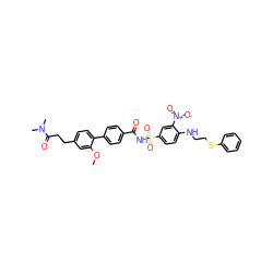 COc1cc(CCC(=O)N(C)C)ccc1-c1ccc(C(=O)NS(=O)(=O)c2ccc(NCCSc3ccccc3)c([N+](=O)[O-])c2)cc1 ZINC000028569677